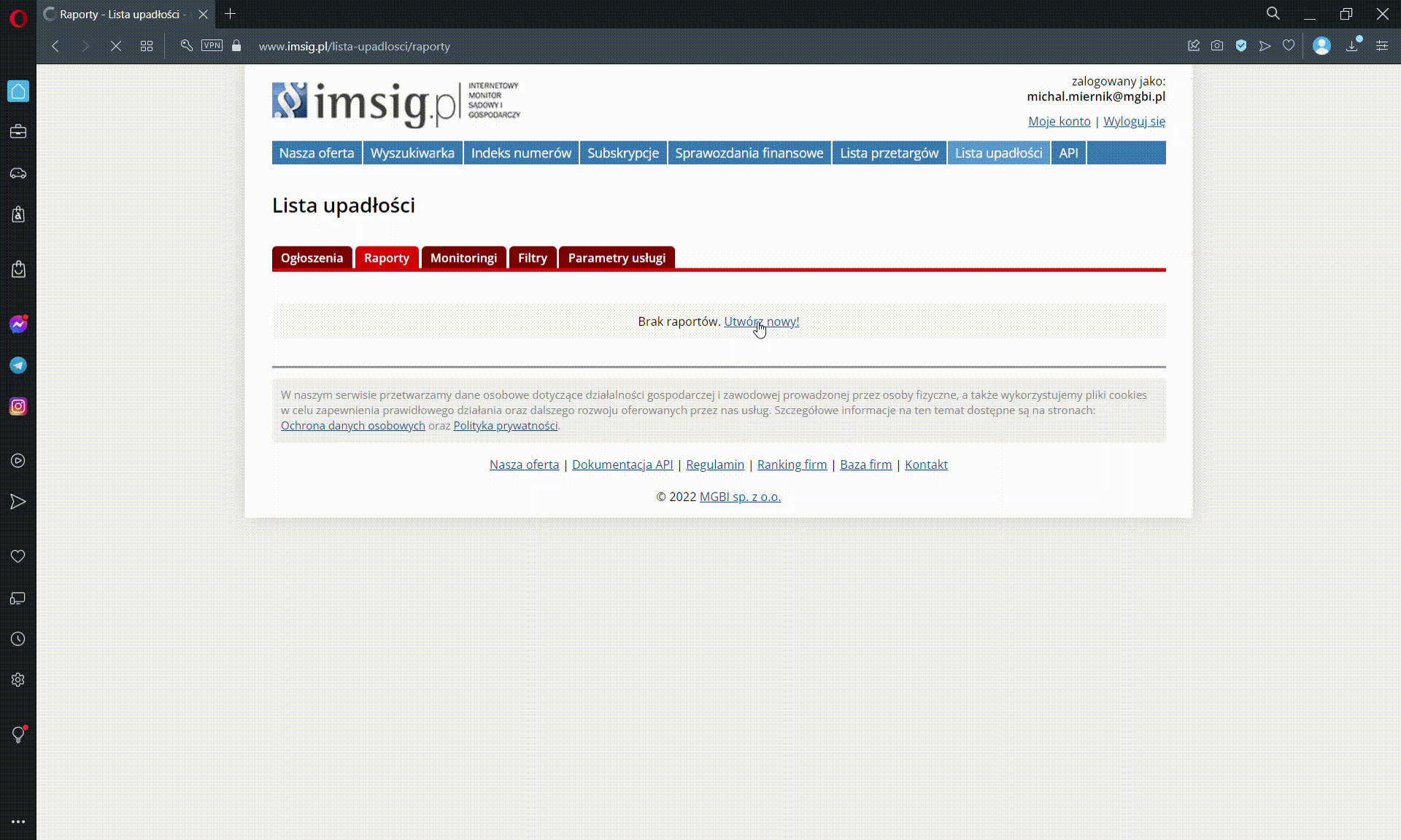 Lista upadłości w IMSIG.pl - raport likwidacji