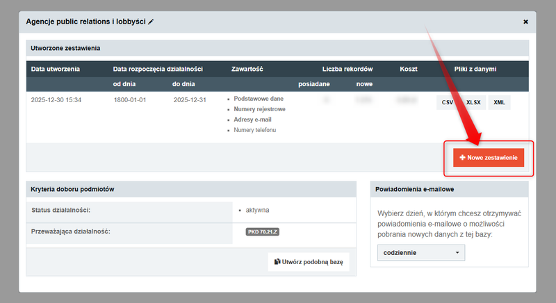 Zrzut 1 - Jak utworzyć zestawienie