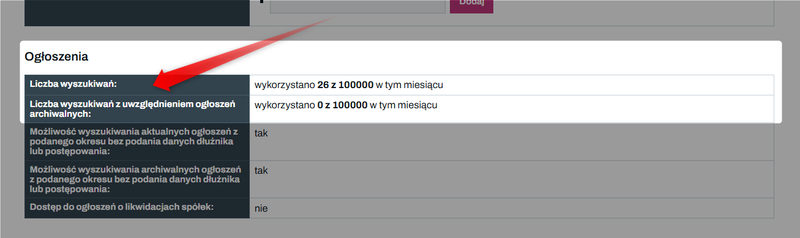 Zrzut 4  - Jak sprawdzić wykorzystanie limitów